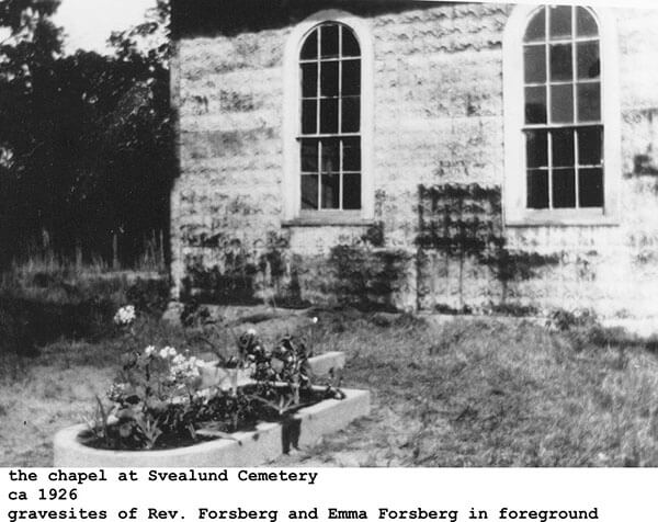 svealund cemetery chapel, 1926, grave of reverend forsburg